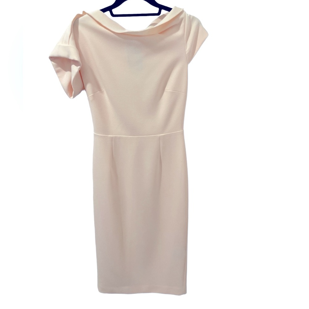 ROLAND MOURET ‘Brenin Origami' Crepe Dress In Light Pink, Sz UK 10 US 6
